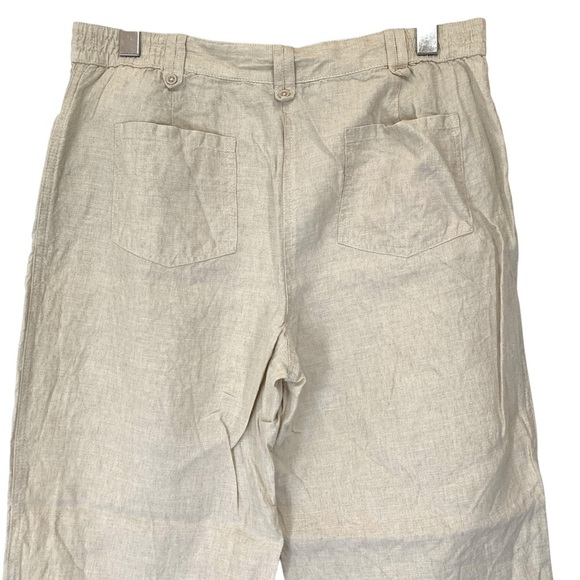 Jones New York Sport Pants Womens 8 Tan Elastic Waist Straight Leg Linen - Picture 4 of 7